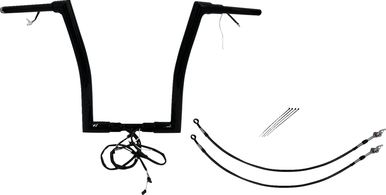 FAT BAGGERS INC. 0601-6088 EZ Install Wired 1-1/2" Flat Top Handlebar Kit - 16" - Black