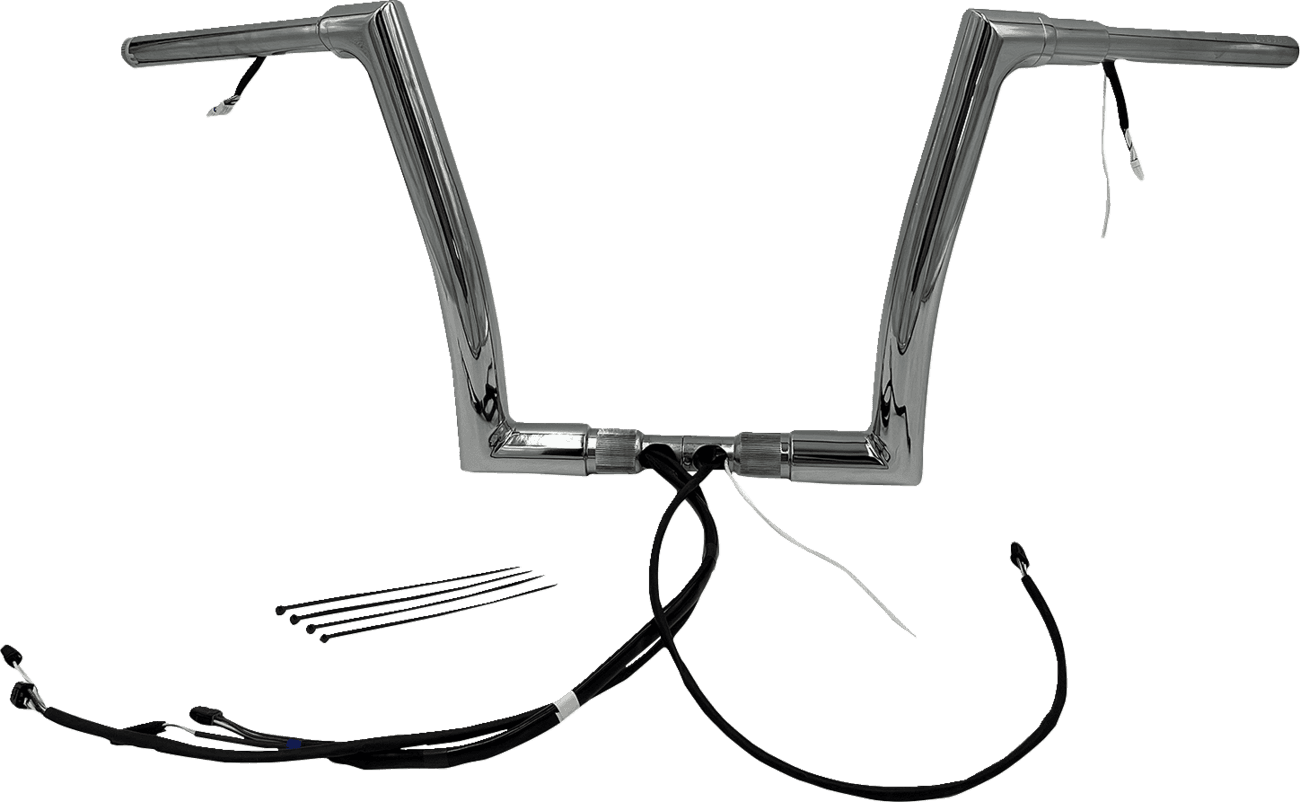 FAT BAGGERS INC. 0601-6089 EZ Install Wired 1-1/2" Flat Top Handlebar Kit - 12" - Chrome