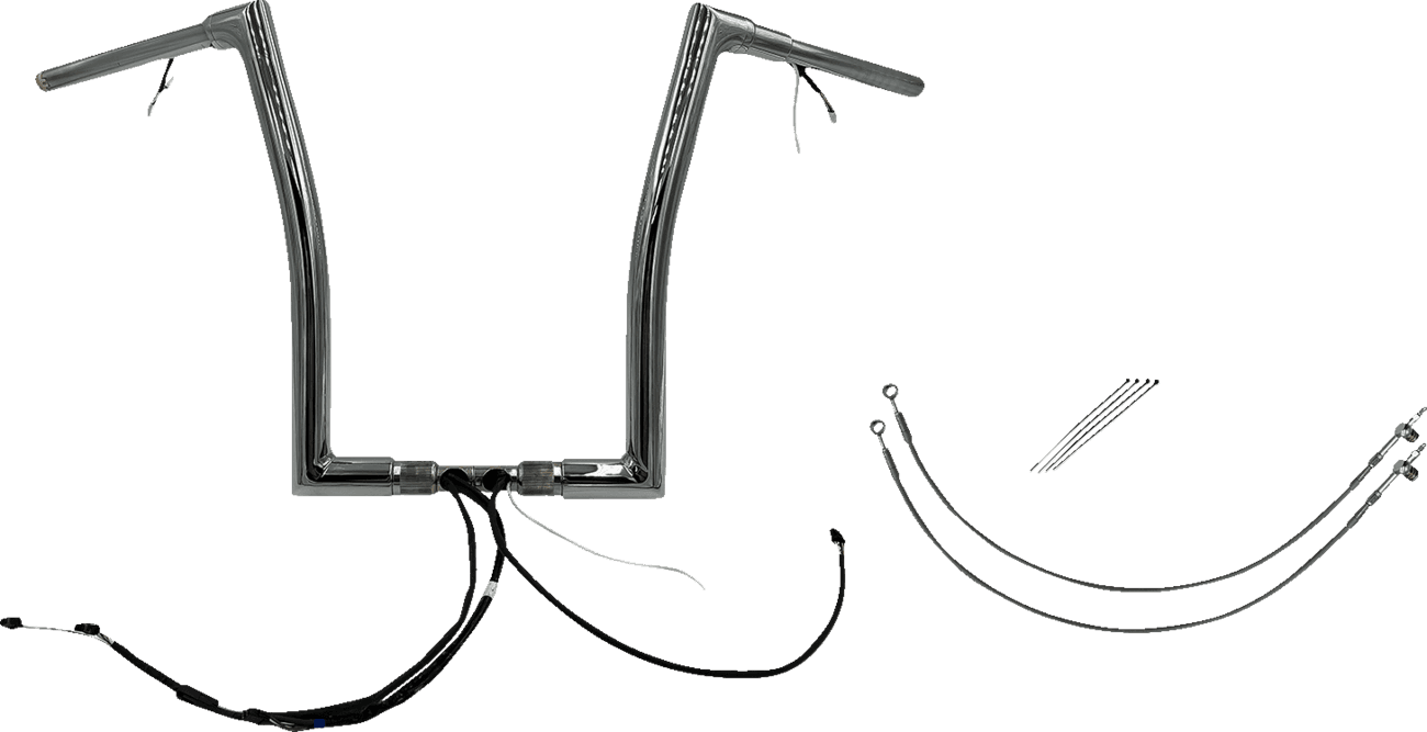 FAT BAGGERS INC. 0601-6093 EZ Install Wired 1-1/2" Flat Top Handlebar Kit - 16" - Chrome