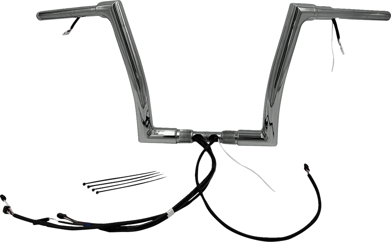 FAT BAGGERS INC. 0601-6095 EZ Install Wired 1-1/2" Flat Top Handlebar Kit - 12" - Chrome
