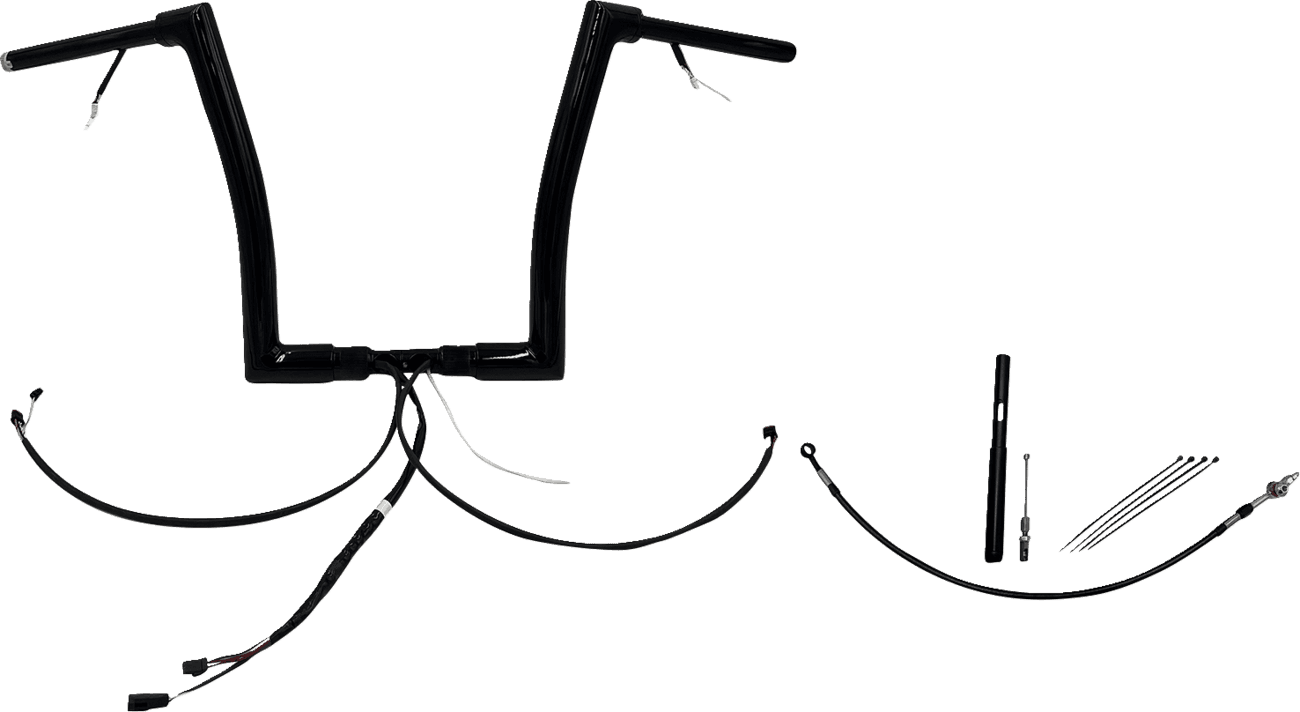 FAT BAGGERS INC. 0601-6098 EZ Install Wired 1-1/2" Flat Top Handlebar Kit - 14" - Black