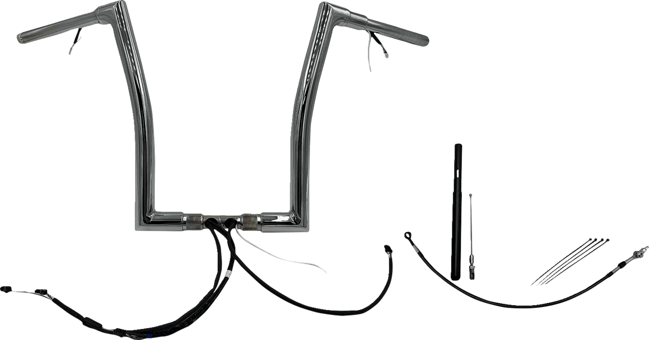 FAT BAGGERS INC. 0601-6099 EZ Install Wired 1-1/2" Flat Top Handlebar Kit - 16" - Chrome