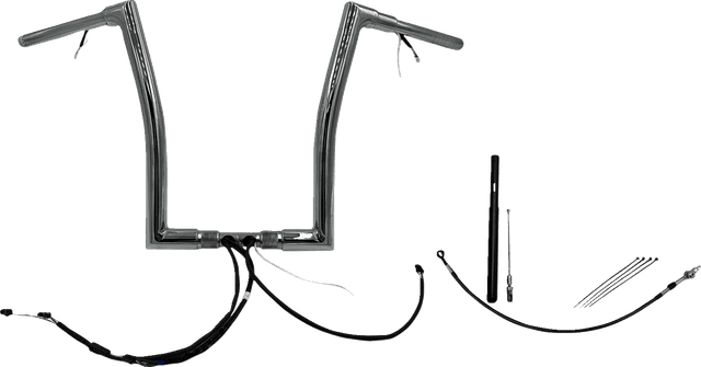 FAT BAGGERS INC. 0601-6099 EZ Install Wired 1-1/2" Flat Top Handlebar Kit - 16" - Chrome