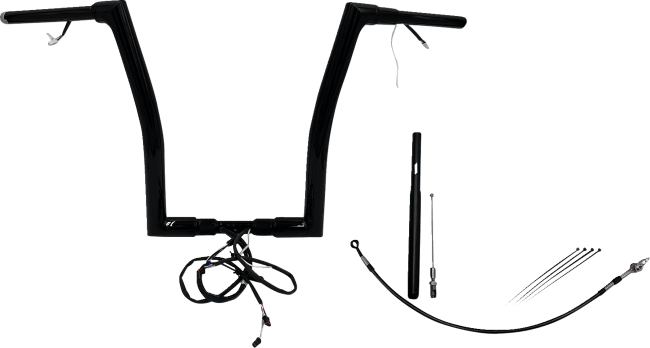 FAT BAGGERS INC. 0601-6100 EZ Install Wired 1-1/2" Flat Top Handlebar Kit - 16" - Black