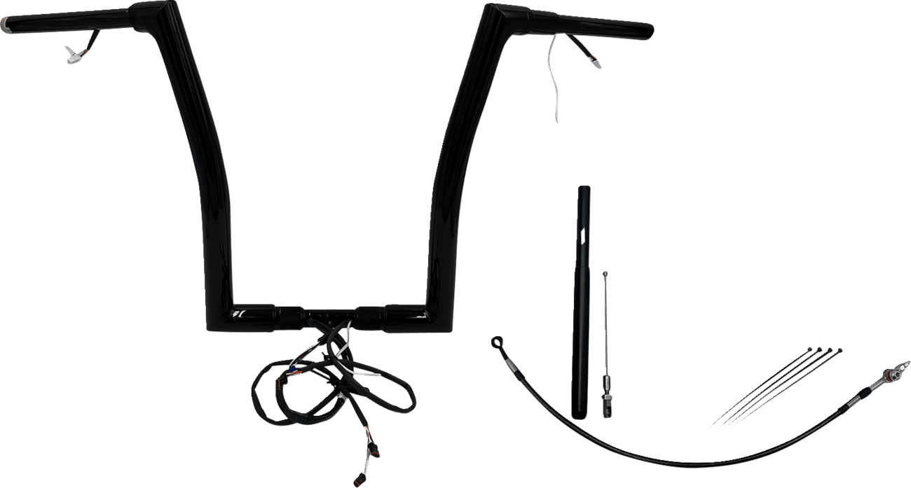 FAT BAGGERS INC. 0601-6100 EZ Install Wired 1-1/2" Flat Top Handlebar Kit - 16" - Black