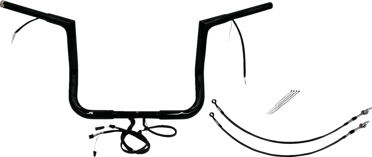 FAT BAGGERS INC. 0601-6102 EZ Install Wired 1-1/4" Flat Top Handlebar Kit - 12" - Black