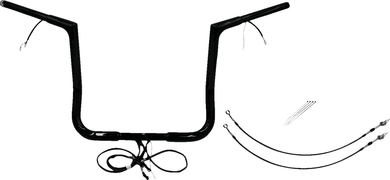 FAT BAGGERS INC. 0601-6104 EZ Install Wired 1-1/4" Flat Top Handlebar Kit - 14" - Black