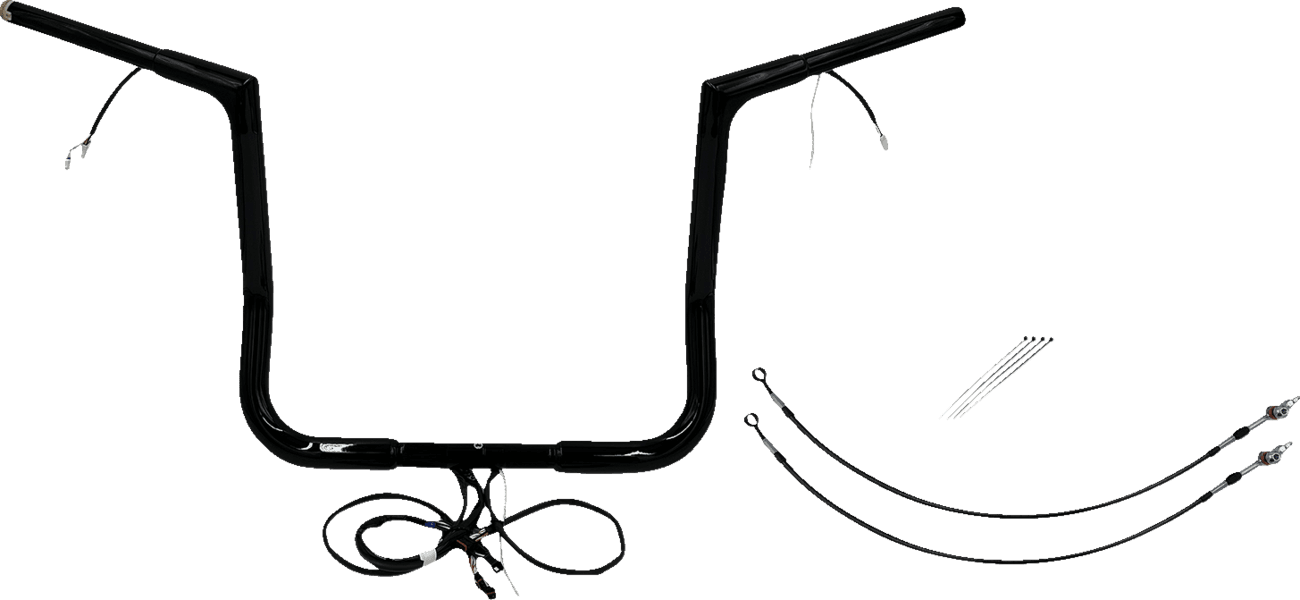 FAT BAGGERS INC. 0601-6104 EZ Install Wired 1-1/4" Flat Top Handlebar Kit - 14" - Black