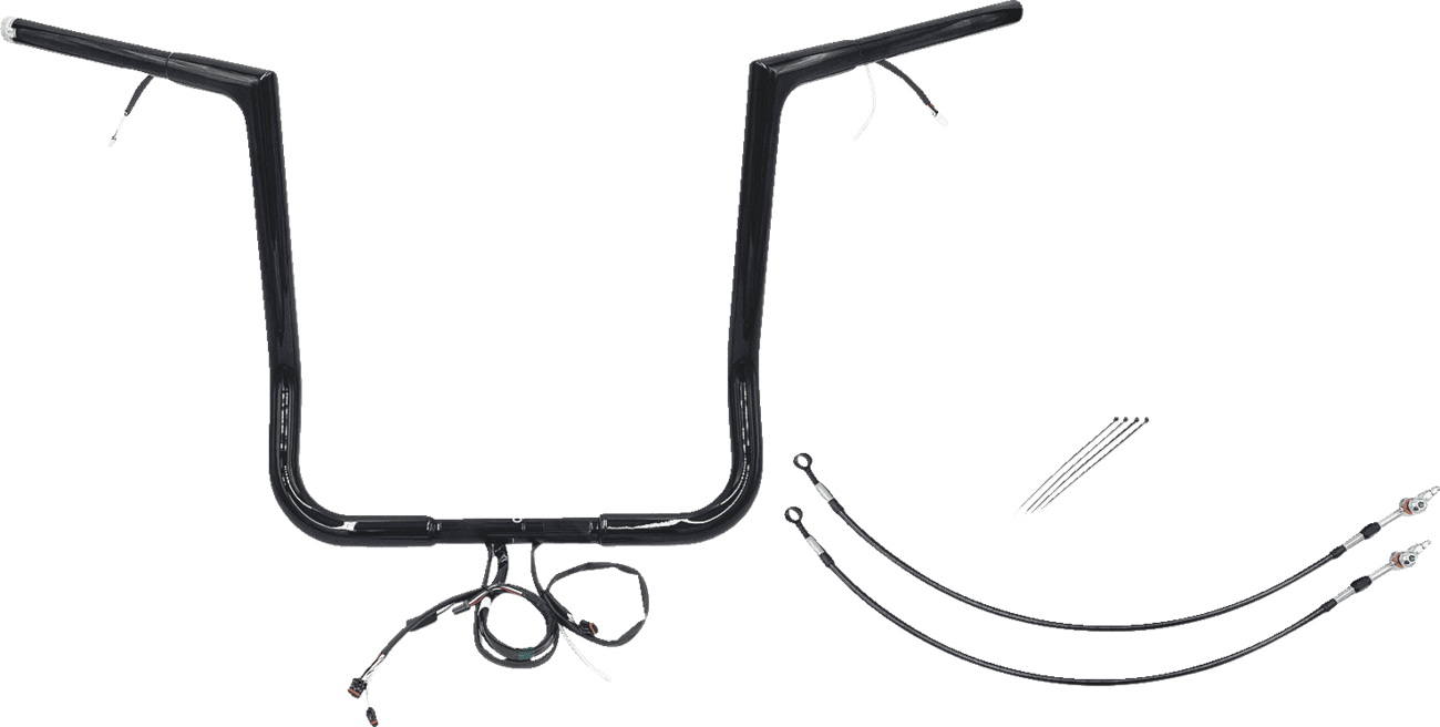 FAT BAGGERS INC. 0601-6106 EZ Install Wired 1-1/4" Flat Top Handlebar Kit - 16" - Black