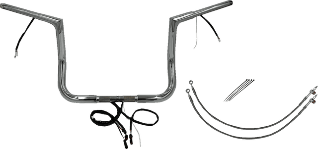 FAT BAGGERS INC. 0601-6107 EZ Install Wired 1-1/4" Flat Top Handlebar Kit - 12" - Chrome