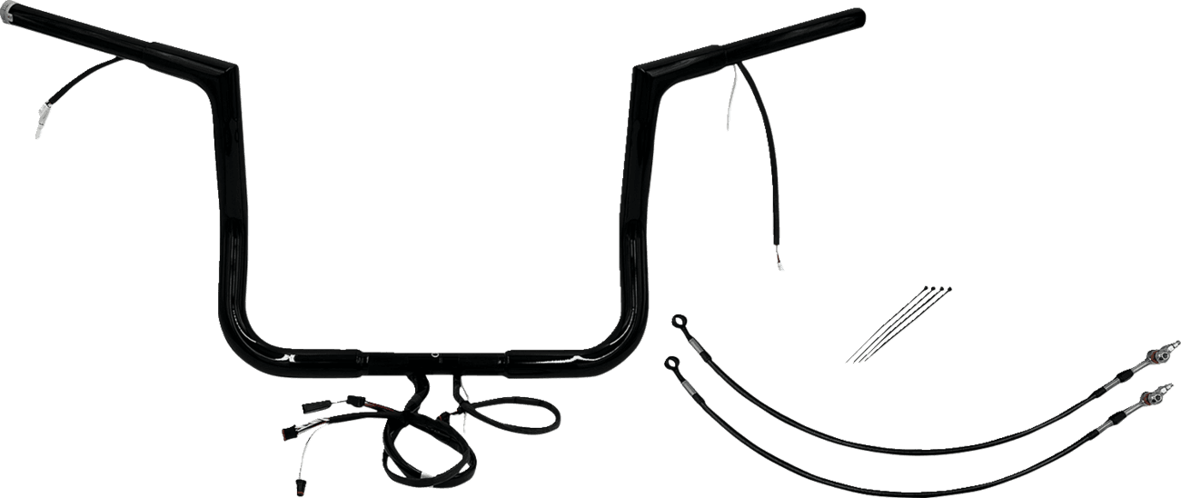 FAT BAGGERS INC. 0601-6108 EZ Install Wired 1-1/4" Flat Top Handlebar Kit - 12" - Black