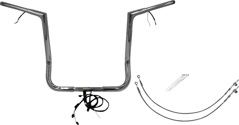 FAT BAGGERS INC. 0601-6111 EZ Install Wired 1-1/4" Flat Top Handlebar Kit - 16" - Chrome