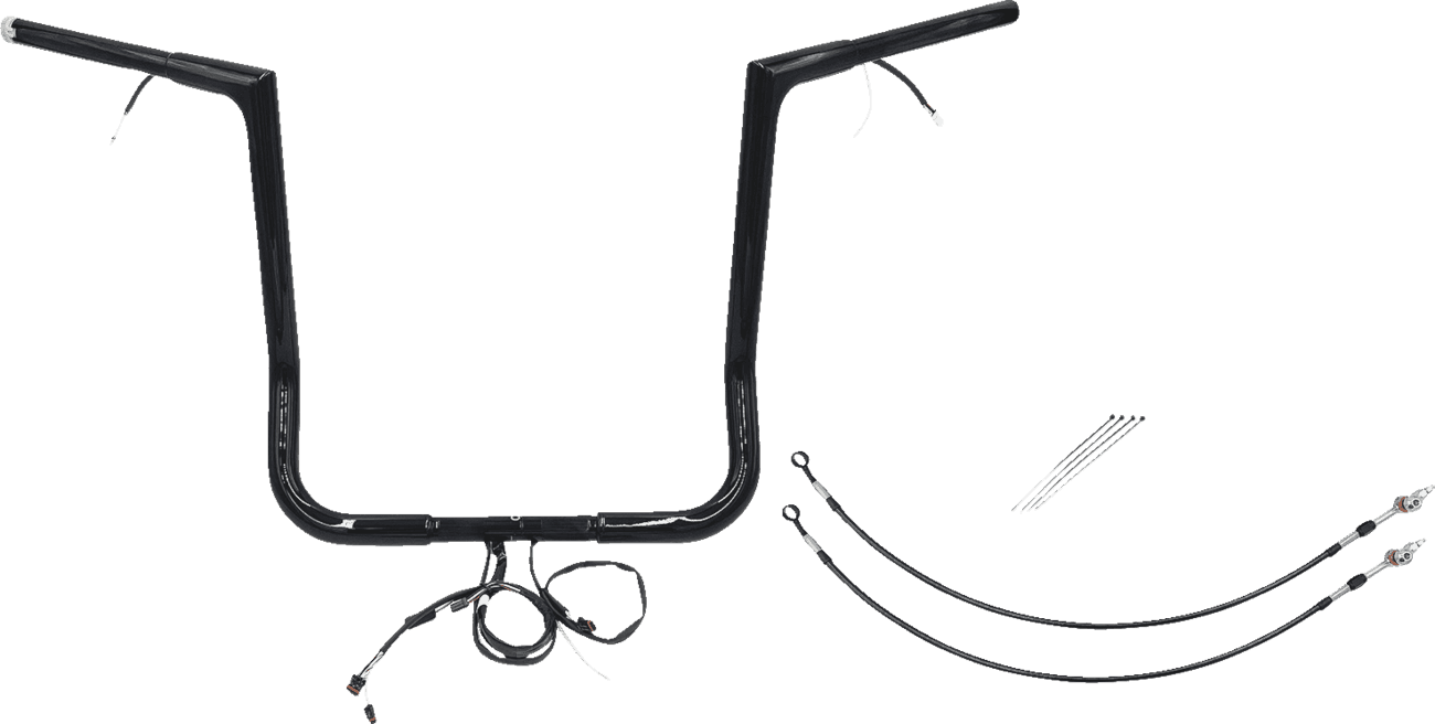 FAT BAGGERS INC. 0601-6112 EZ Install Wired 1-1/4" Flat Top Handlebar Kit - 16" - Black