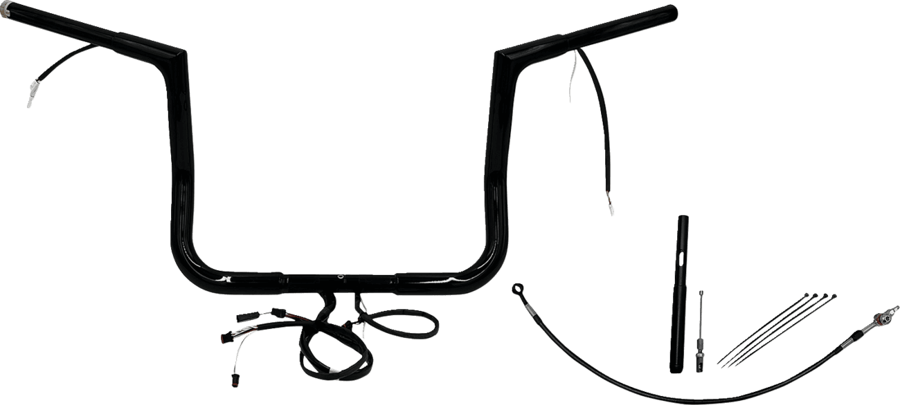 FAT BAGGERS INC. 0601-6114 EZ Install Wired 1-1/4" Flat Top Handlebar Kit - 12" - Black