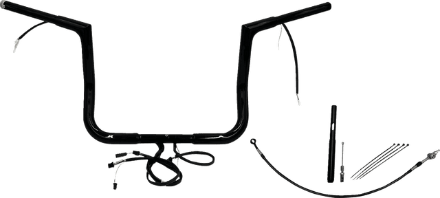 FAT BAGGERS INC. 0601-6114 EZ Install Wired 1-1/4" Flat Top Handlebar Kit - 12" - Black