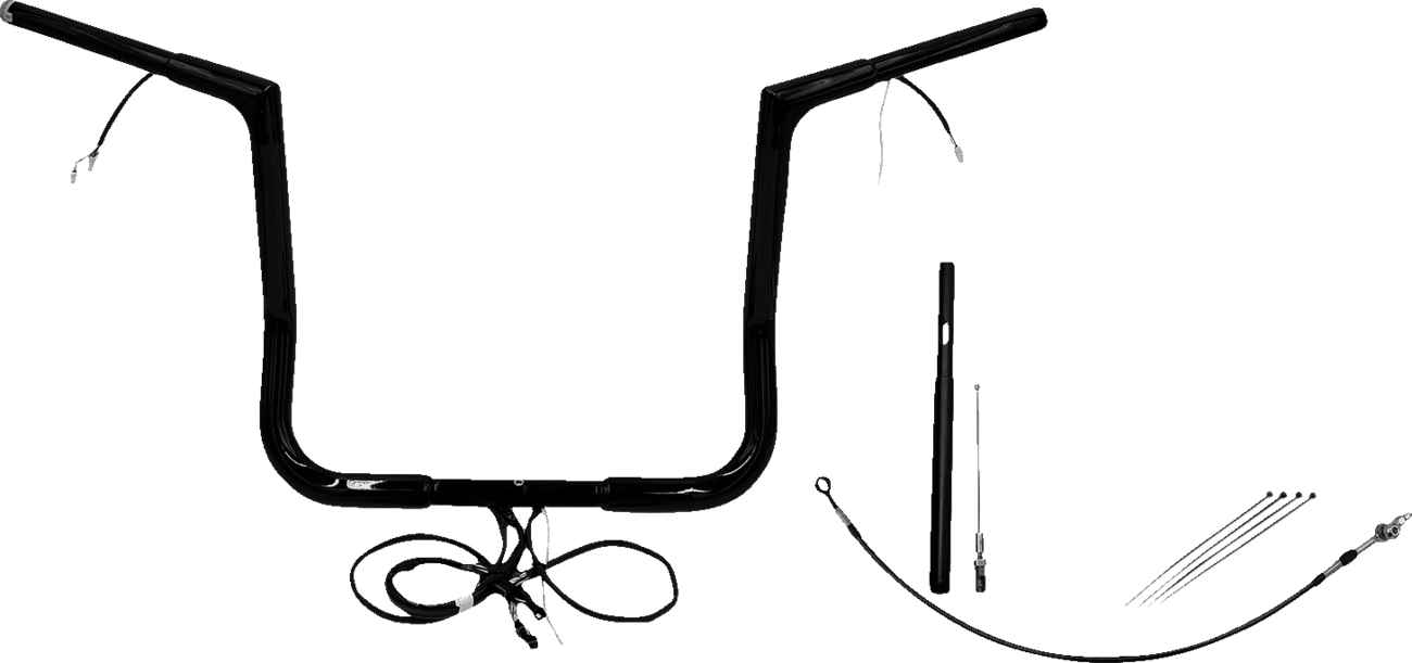 FAT BAGGERS INC. 0601-6116 EZ Install Wired 1-1/4" Flat Top Handlebar Kit - 14" - Black
