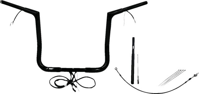 FAT BAGGERS INC. 0601-6116 EZ Install Wired 1-1/4" Flat Top Handlebar Kit - 14" - Black