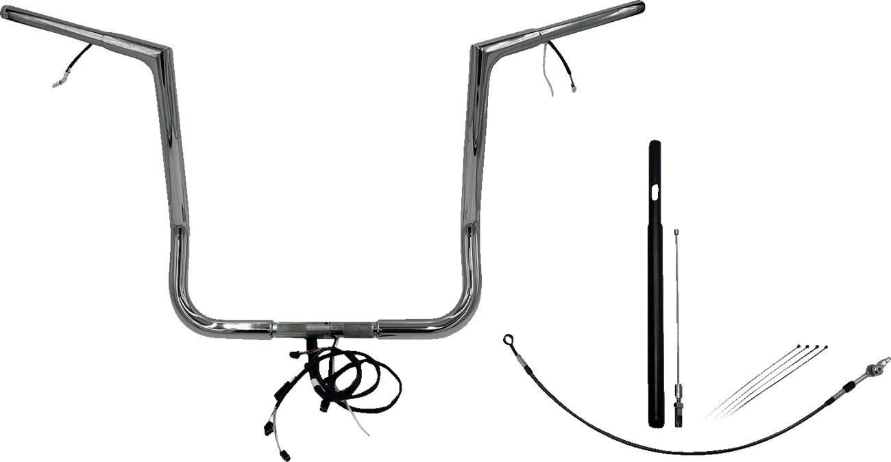 FAT BAGGERS INC. 0601-6117 EZ Install Wired 1-1/4" Flat Top Handlebar Kit - 16" - Chrome