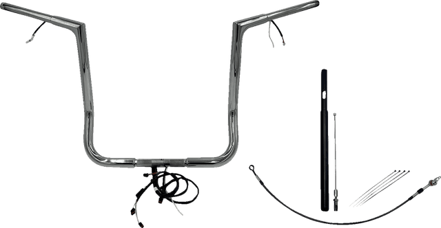 FAT BAGGERS INC. 0601-6117 EZ Install Wired 1-1/4" Flat Top Handlebar Kit - 16" - Chrome