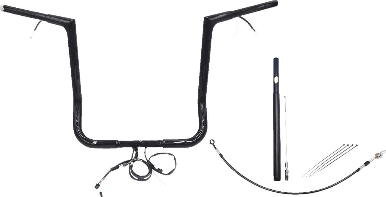 FAT BAGGERS INC. 0601-6118 EZ Install Wired 1-1/4" Flat Top Handlebar Kit - 16" - Black