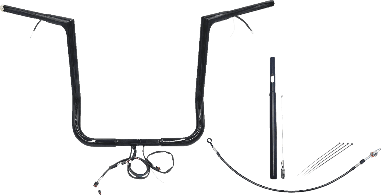 FAT BAGGERS INC. 0601-6118 EZ Install Wired 1-1/4" Flat Top Handlebar Kit - 16" - Black