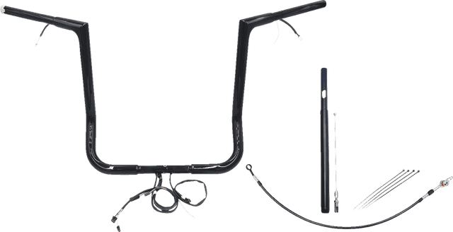 FAT BAGGERS INC. 0601-6118 EZ Install Wired 1-1/4" Flat Top Handlebar Kit - 16" - Black