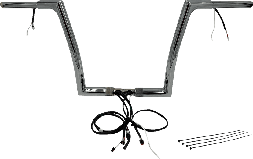 FAT BAGGERS INC. 0601-6119 EZ Install Wired 1-1/4" Flat Top Handlebar Kit - 12" - Chrome