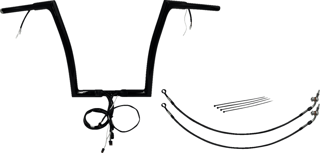 FAT BAGGERS INC. 0601-6122 EZ Install Wired 1-1/4" Flat Top Handlebar Kit - 14" - Black