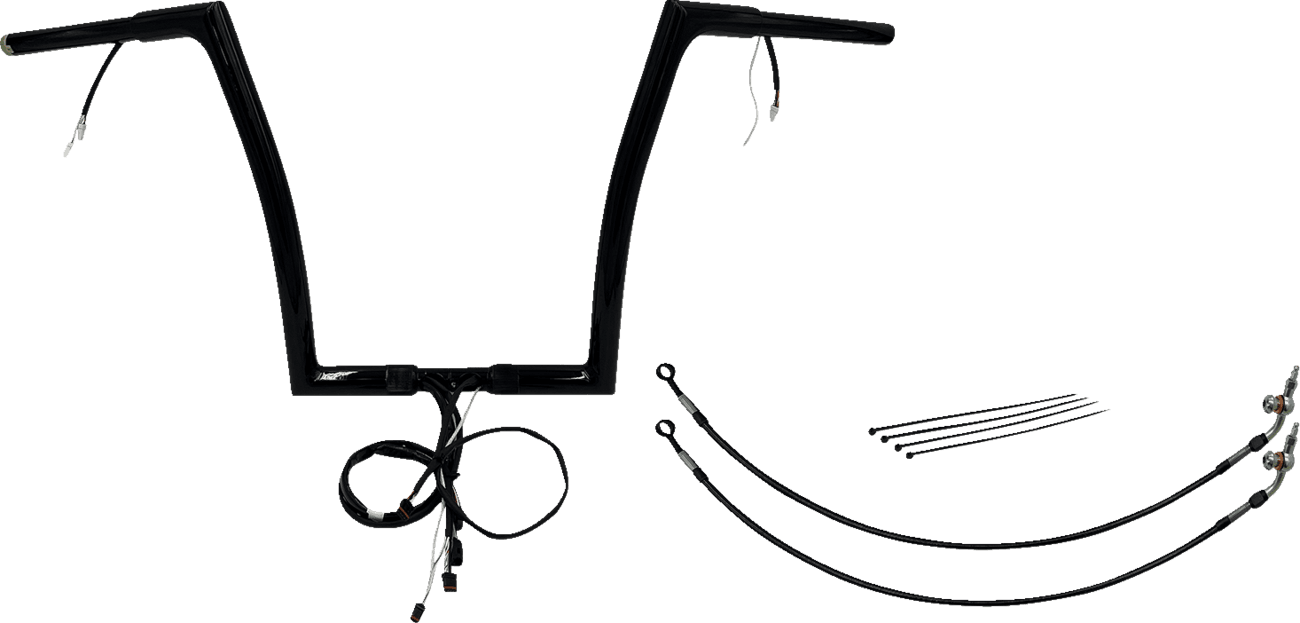 FAT BAGGERS INC. 0601-6122 EZ Install Wired 1-1/4" Flat Top Handlebar Kit - 14" - Black