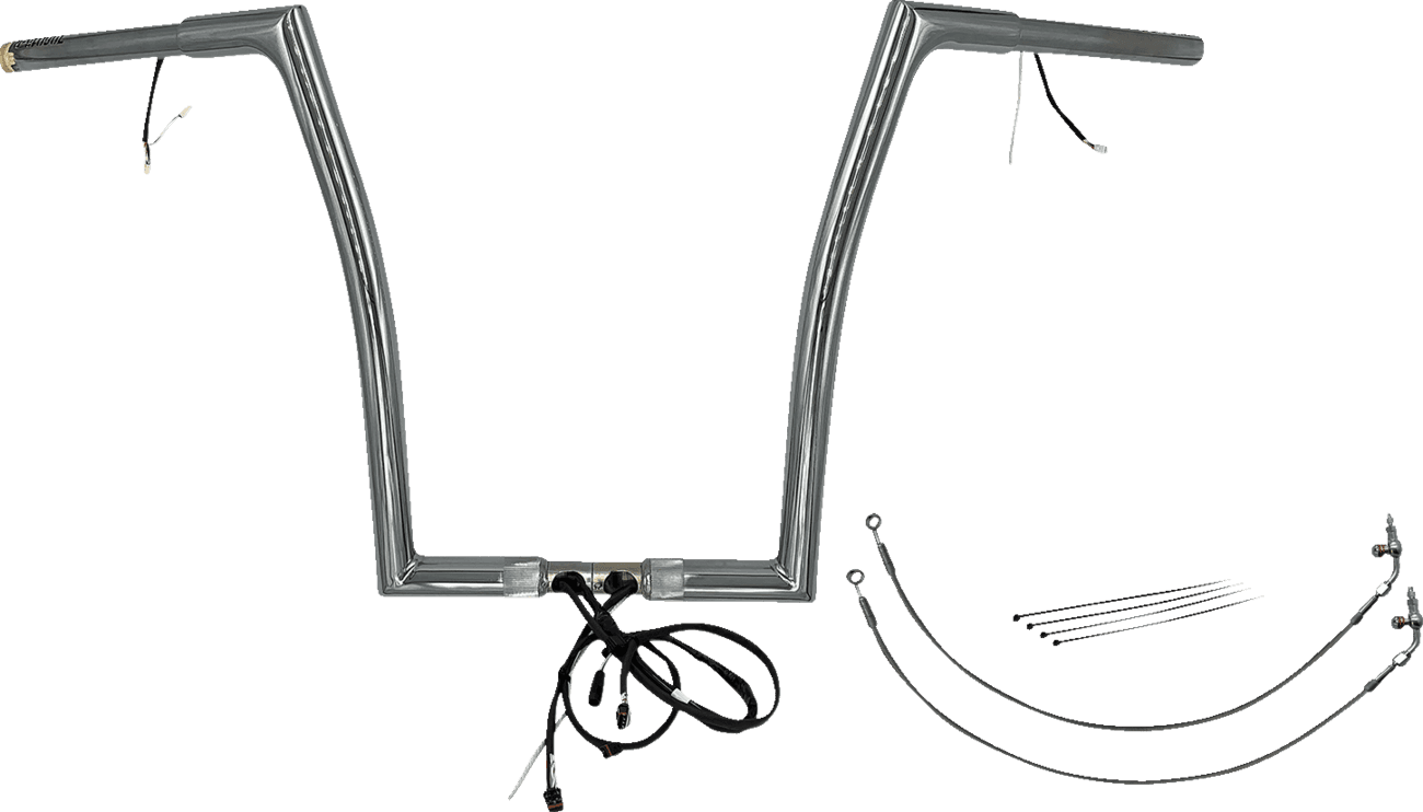 FAT BAGGERS INC. 0601-6123 EZ Install Wired 1-1/4" Flat Top Handlebar Kit - 16" - Chrome