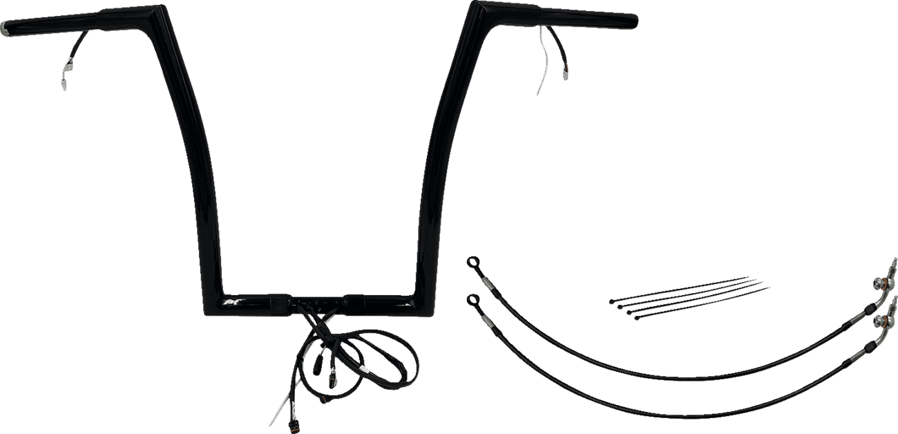 FAT BAGGERS INC. 0601-6124 EZ Install Wired 1-1/4" Flat Top Handlebar Kit - 16" - Black