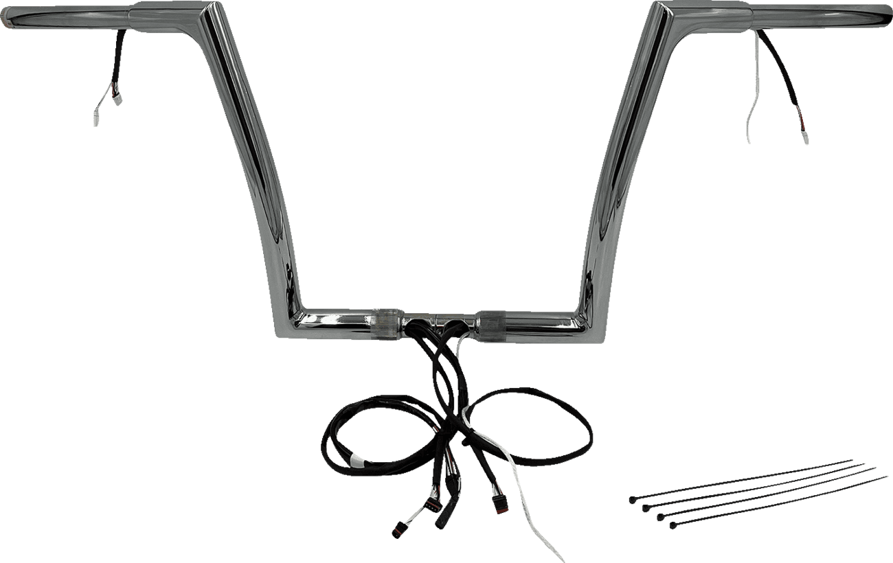 FAT BAGGERS INC. 0601-6125 EZ Install Wired 1-1/4" Flat Top Handlebar Kit - 12" - Chrome