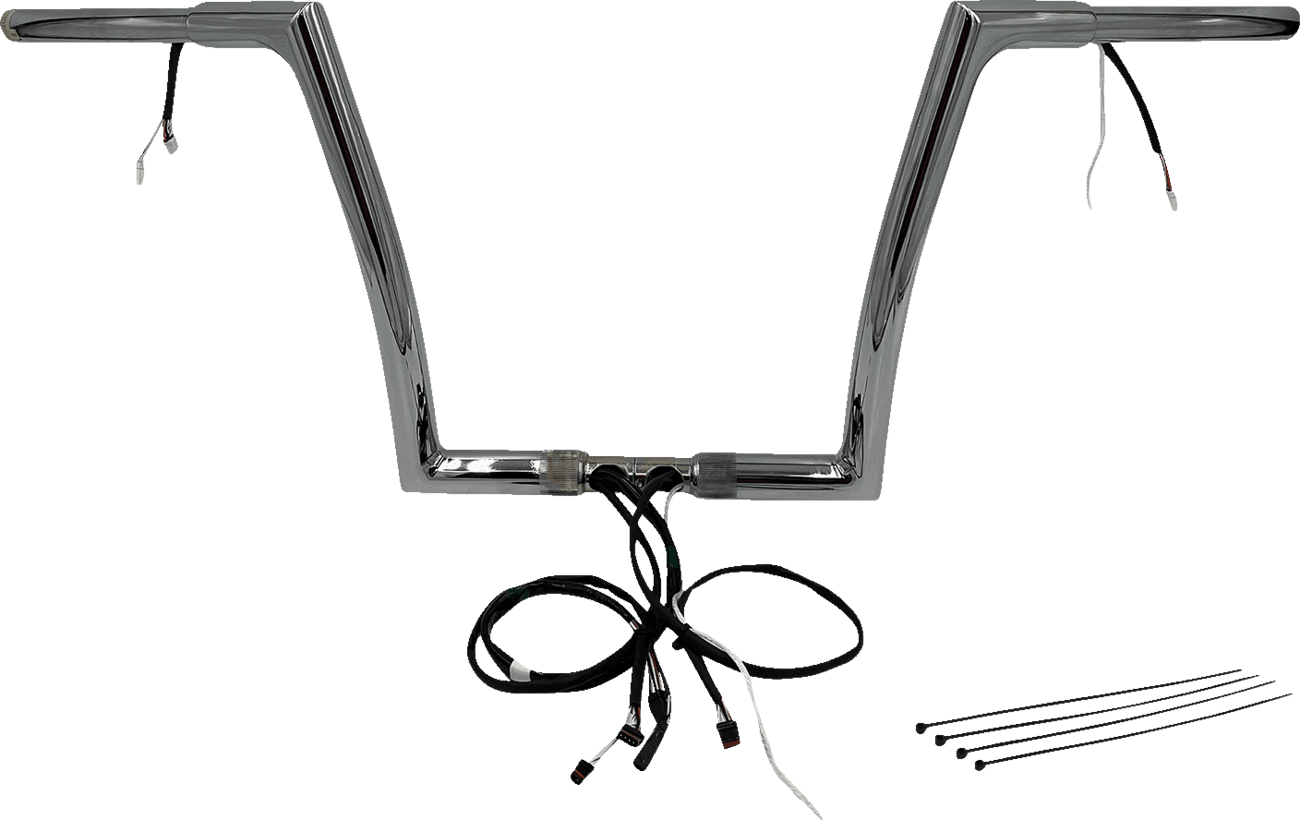 FAT BAGGERS INC. 0601-6125 EZ Install Wired 1-1/4" Flat Top Handlebar Kit - 12" - Chrome