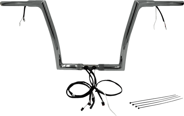 FAT BAGGERS INC. 0601-6125 EZ Install Wired 1-1/4" Flat Top Handlebar Kit - 12" - Chrome