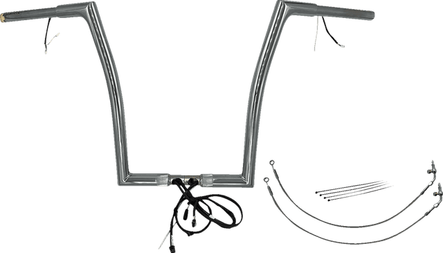 FAT BAGGERS INC. 0601-6129 EZ Install Wired 1-1/4" Flat Top Handlebar Kit - 16" - Chrome