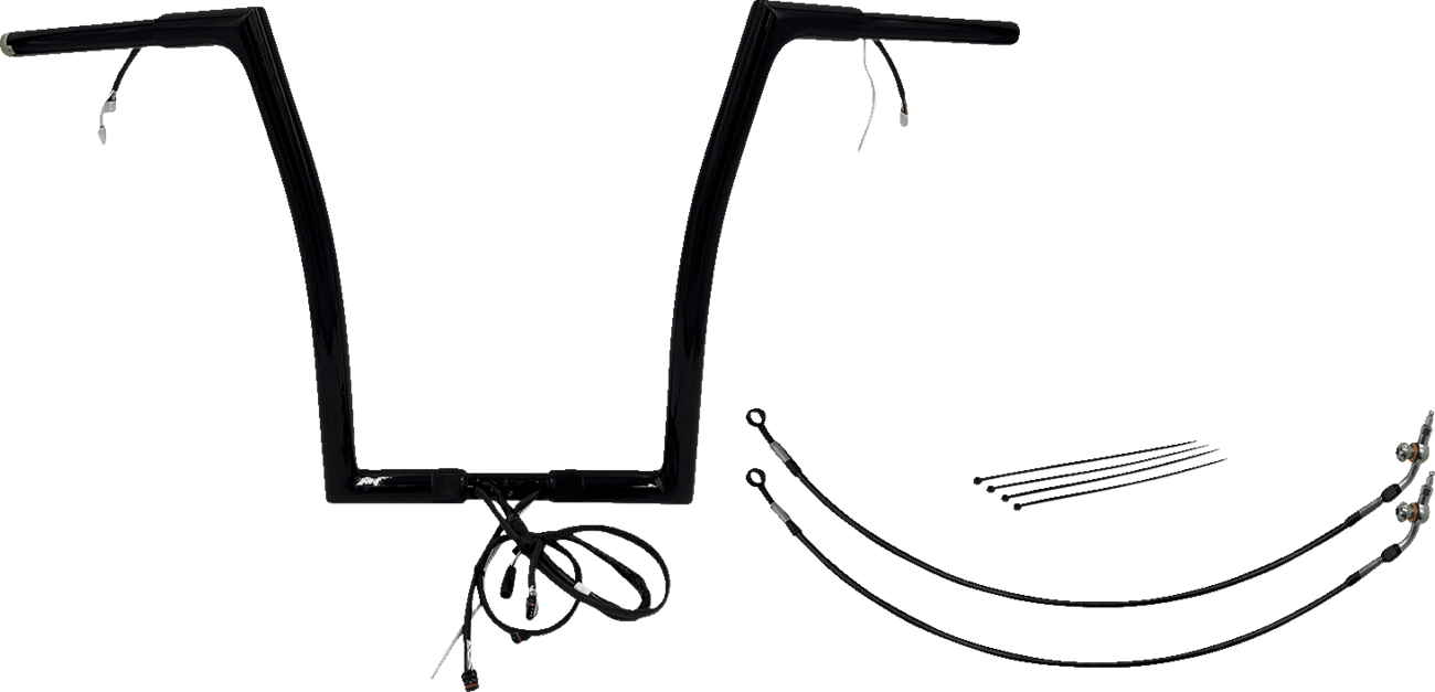 FAT BAGGERS INC. 0601-6130 EZ Install Wired 1-1/4" Flat Top Handlebar Kit - 16" - Black
