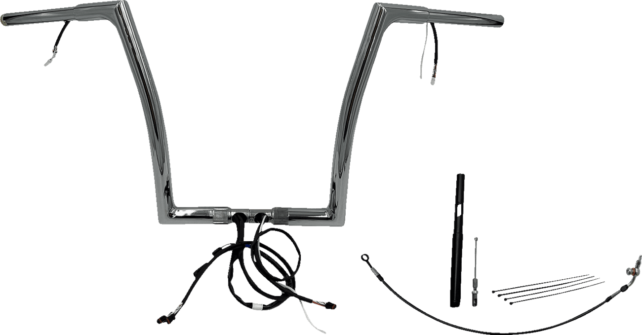 FAT BAGGERS INC. 0601-6131 EZ Install Wired 1-1/4" Flat Top Handlebar Kit - 14" - Chrome