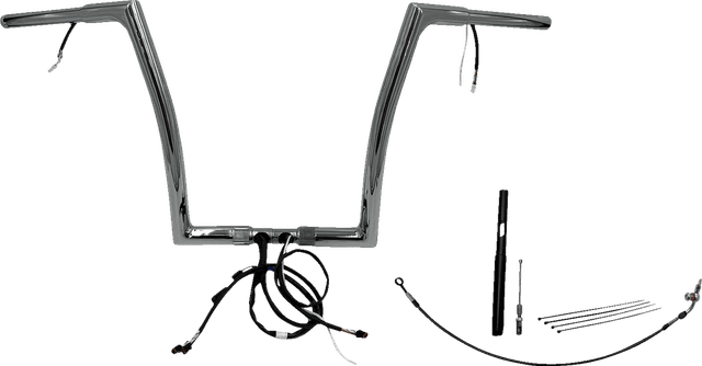 FAT BAGGERS INC. 0601-6131 EZ Install Wired 1-1/4" Flat Top Handlebar Kit - 14" - Chrome