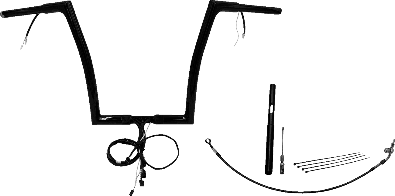 FAT BAGGERS INC. 0601-6132 EZ Install Wired 1-1/4" Flat Top Handlebar Kit - 14" - Black