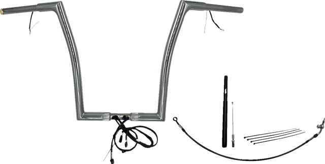 FAT BAGGERS INC. 0601-6133 EZ Install Wired 1-1/4" Flat Top Handlebar Kit - 16" - Chrome