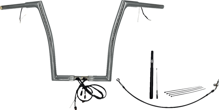 FAT BAGGERS INC. 0601-6133 EZ Install Wired 1-1/4" Flat Top Handlebar Kit - 16" - Chrome