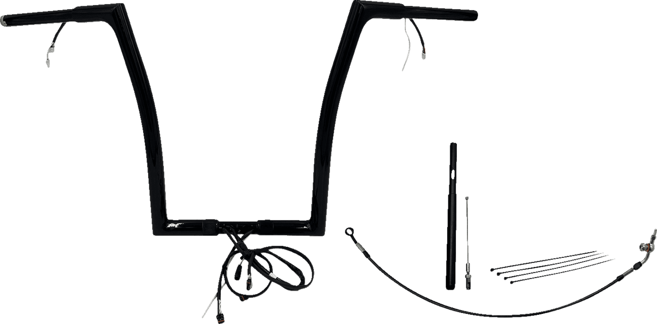 FAT BAGGERS INC. 0601-6134 EZ Install Wired 1-1/4" Flat Top Handlebar Kit - 16" - Black