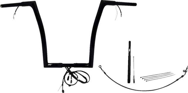 FAT BAGGERS INC. 0601-6134 EZ Install Wired 1-1/4" Flat Top Handlebar Kit - 16" - Black