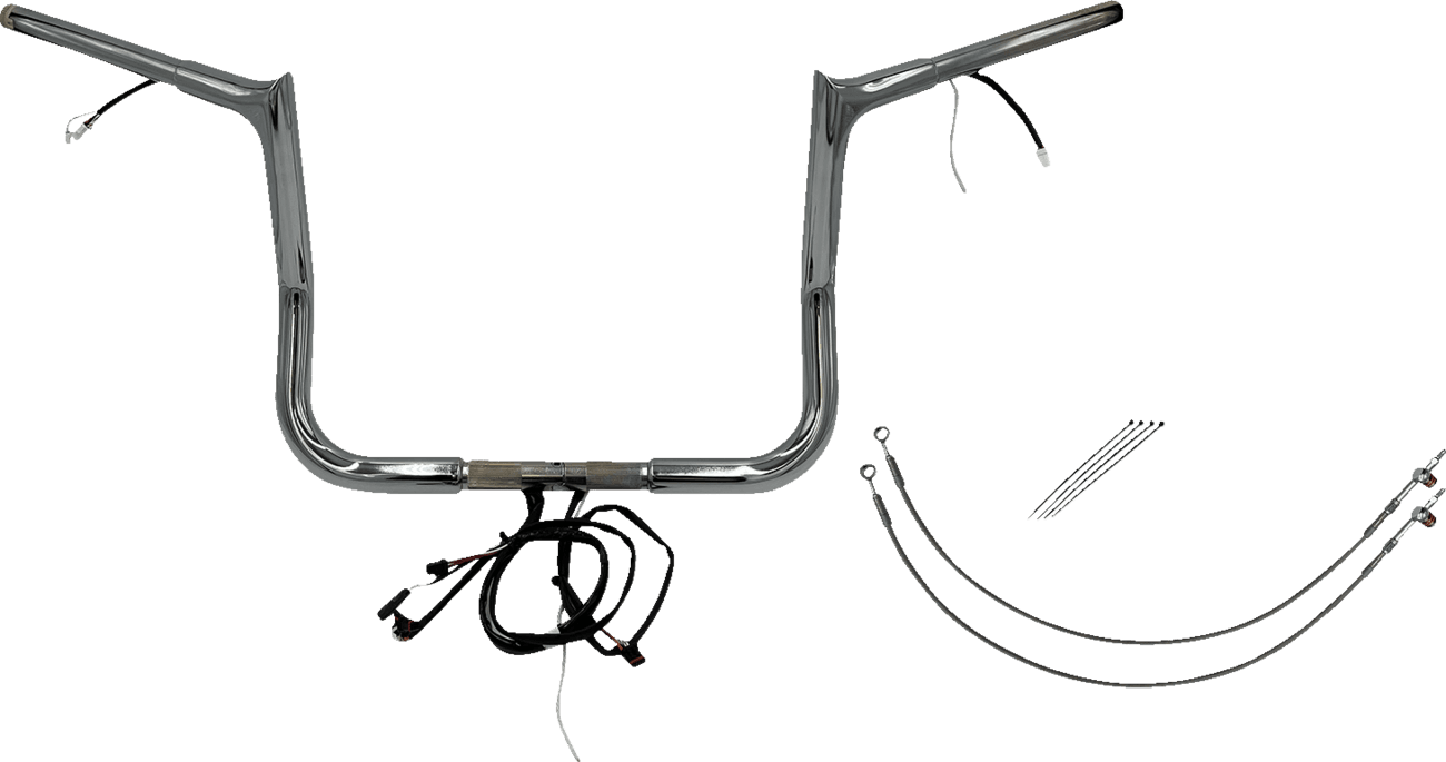 FAT BAGGERS INC. 0601-6135 EZ Install Wired 1-1/4" Pointed Top Handlebar Kit - 12" - Chrome