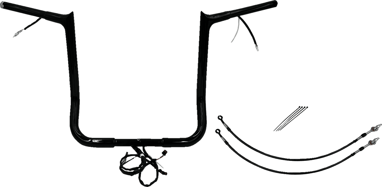 FAT BAGGERS INC. 0601-6139 EZ Install Wired 1-1/4" Pointed Top Handlebar Kit - 16" - Black