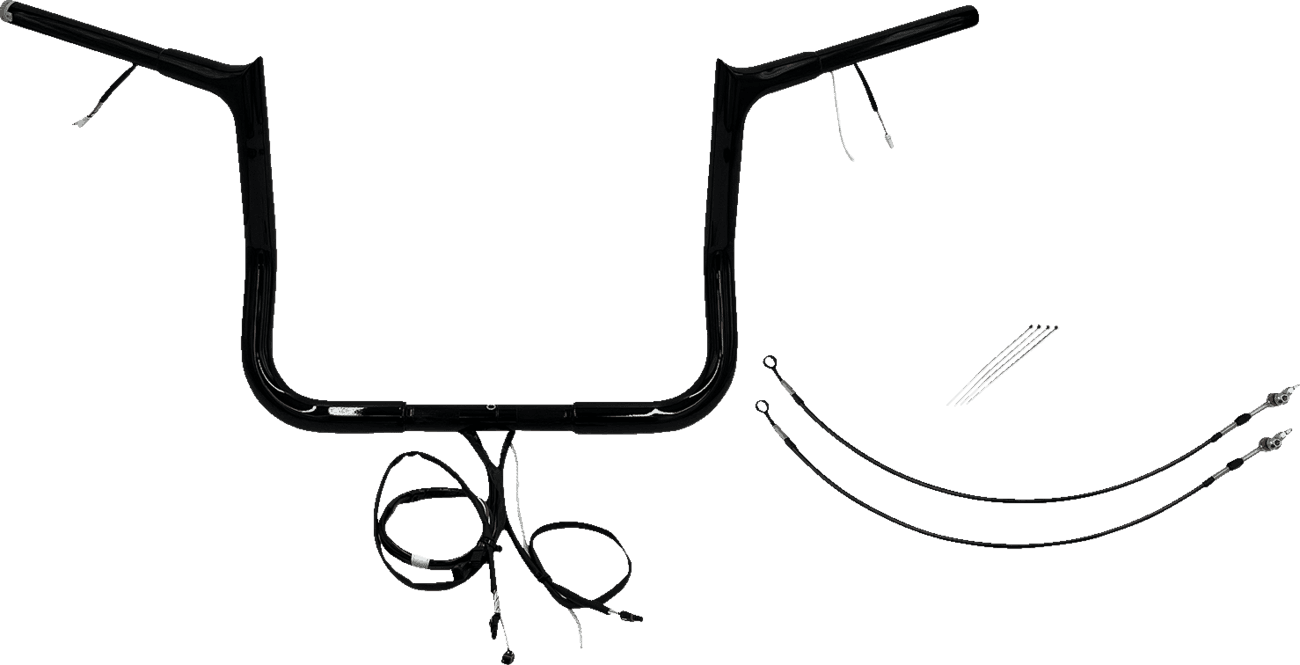 FAT BAGGERS INC. 0601-6141 EZ Install Wired 1-1/4" Pointed Top Handlebar Kit - 12" - Black