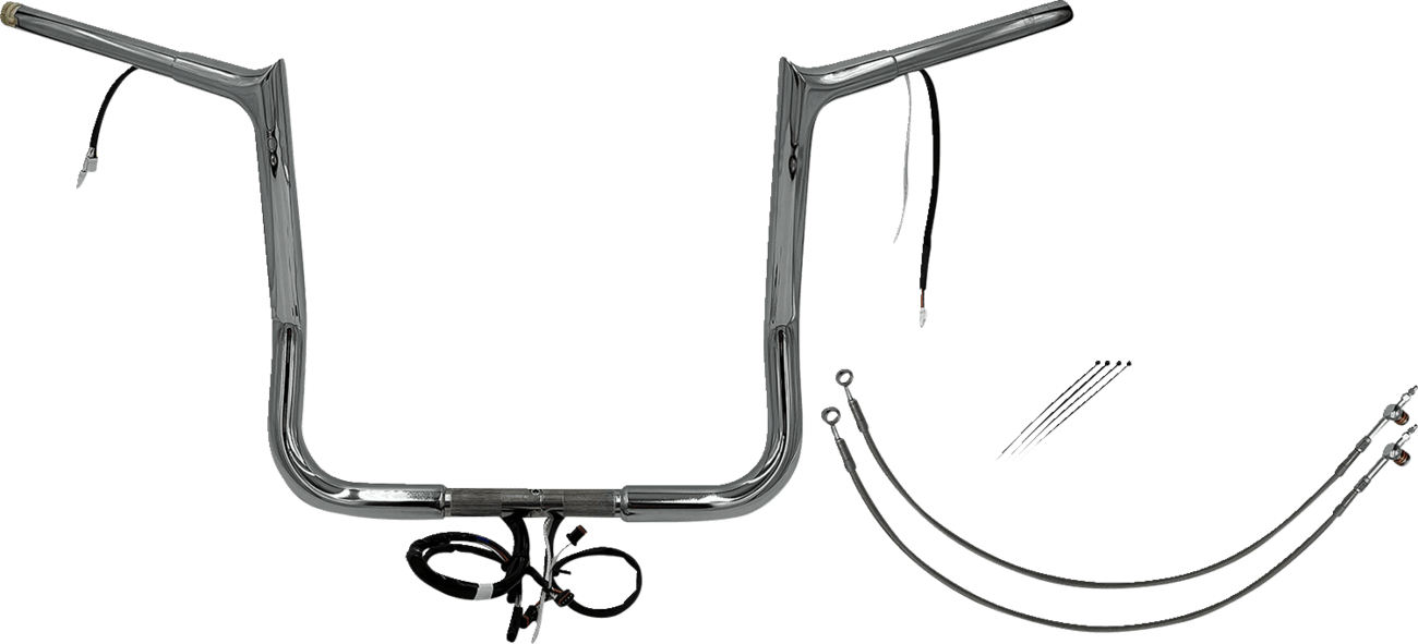 FAT BAGGERS INC. 0601-6142 EZ Install Wired 1-1/4" Pointed Top Handlebar Kit - 14" - Chrome