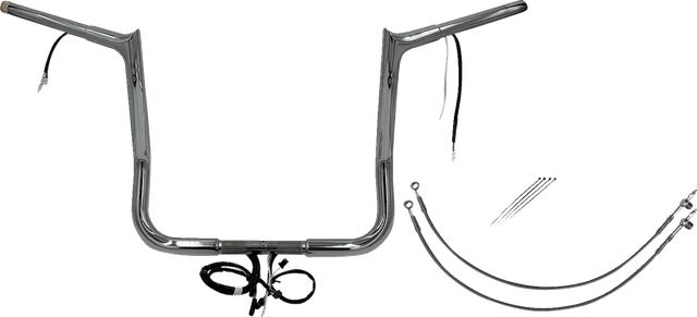 FAT BAGGERS INC. 0601-6142 EZ Install Wired 1-1/4" Pointed Top Handlebar Kit - 14" - Chrome