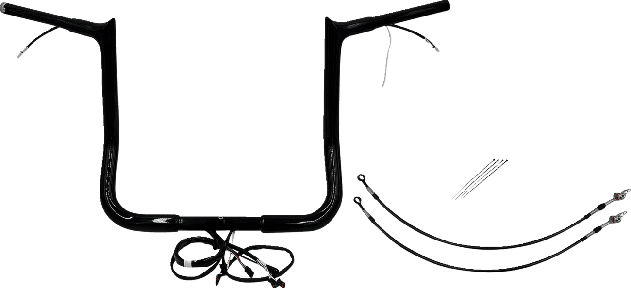 FAT BAGGERS INC. 0601-6143 EZ Install Wired 1-1/4" Pointed Top Handlebar Kit - 14" - Black