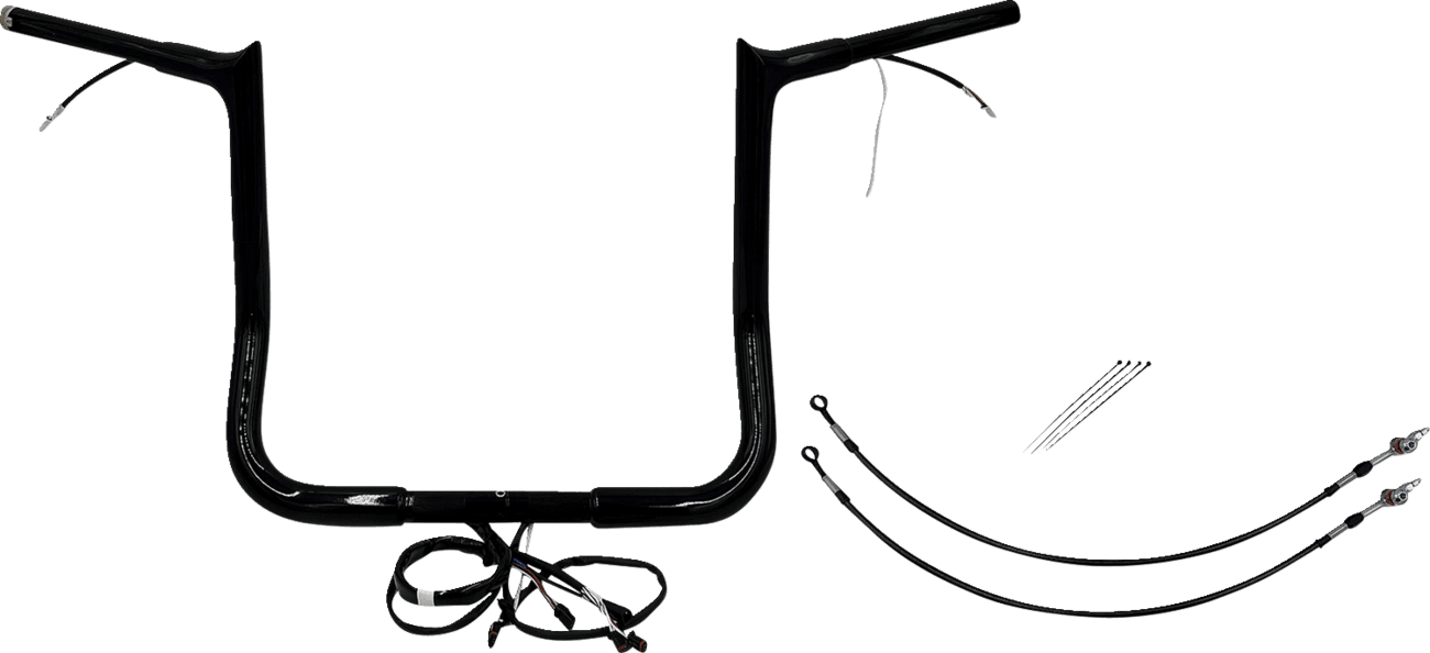 FAT BAGGERS INC. 0601-6143 EZ Install Wired 1-1/4" Pointed Top Handlebar Kit - 14" - Black